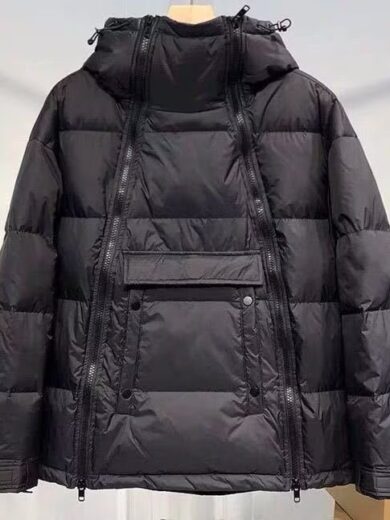 Winter Couple Diagonal Zipper Bread Dress Men's Hooded Cotton-padded Jacket - Image 4
