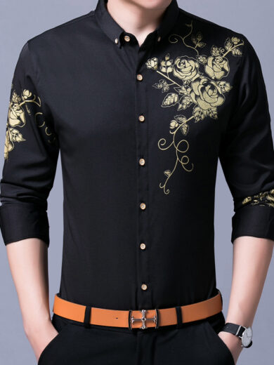 Rose flower shirt men's shirt