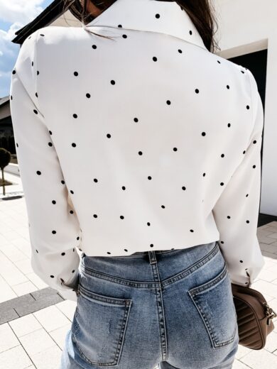 Slim Button Polka Dot Long Sleeve Pocket Shirt - Image 2