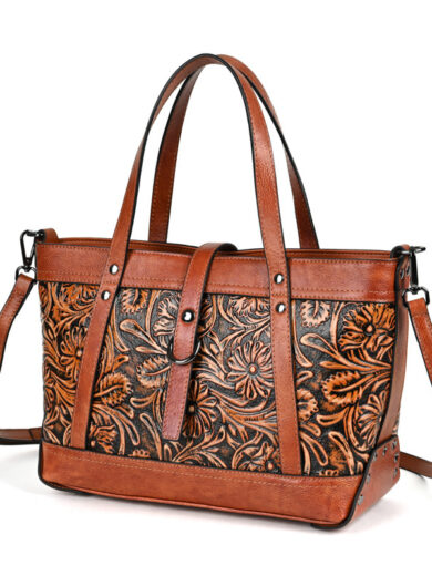 First Layer Cowhide Skeleton-skin Hand Carved Bag - Image 2