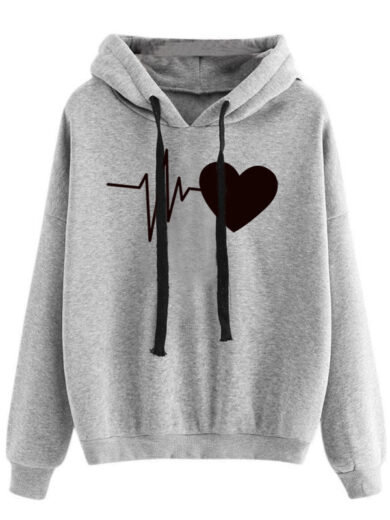 Heart Print Streetwear Hoodies Women Sweatshirt Spring Autumn Long Sleeve Hoodie Clothes - Image 3