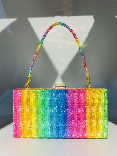 Hot Diamond Rainbow Bag Women's Dinner Handheld Bag