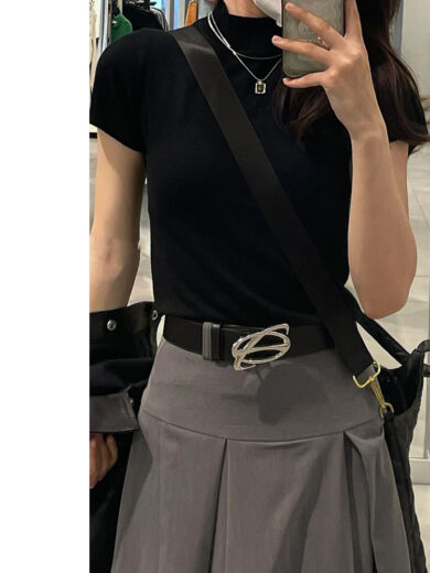 Grey Suit Skirt High Waist For Women - Image 4