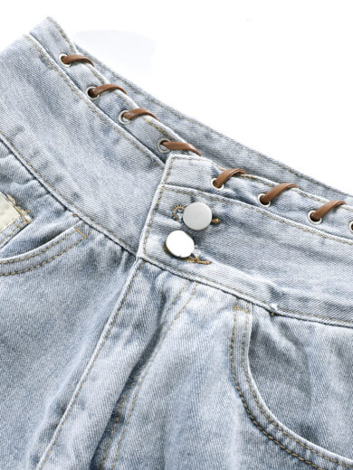 High Waisted Wide Leg Denim Shorts For Women - Image 4
