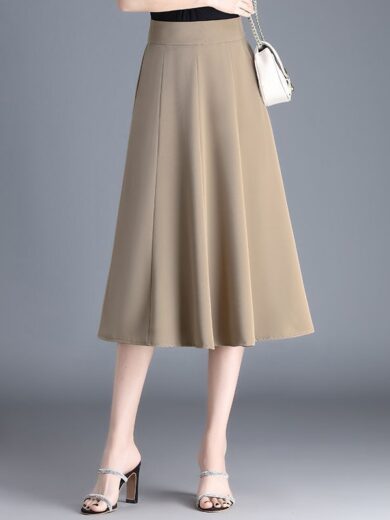 Mid-length Spring And Summer Thin Ice Silk Draping A- Line Small Umbrella Skirt For Women - Image 3