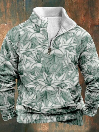 Cross Border Digital Printing Long Sleeve Stand Collar Half Zip Sweater Inner Cut - Image 7