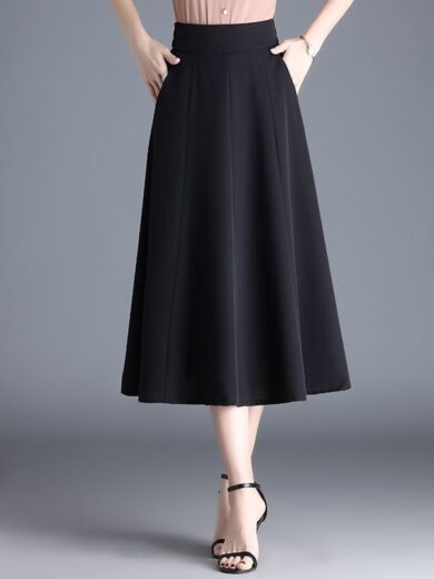 Mid-length Spring And Summer Thin Ice Silk Draping A- Line Small Umbrella Skirt For Women - Image 2