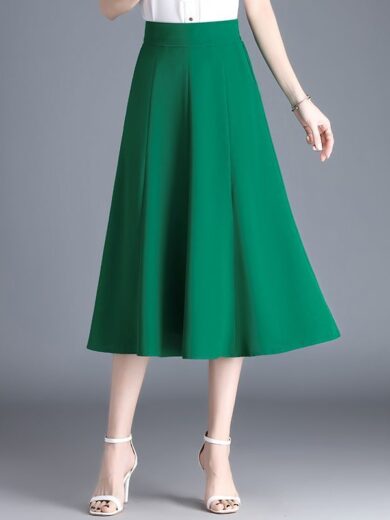 Mid-length Spring And Summer Thin Ice Silk Draping A- Line Small Umbrella Skirt For Women - Image 7