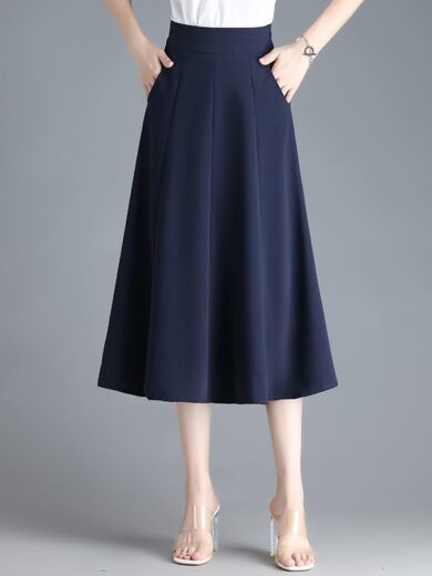 Mid-length Spring And Summer Thin Ice Silk Draping A- Line Small Umbrella Skirt For Women - Image 4