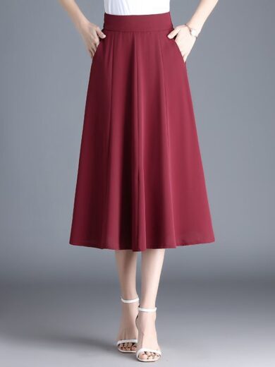 Mid-length Spring And Summer Thin Ice Silk Draping A- Line Small Umbrella Skirt For Women - Image 6