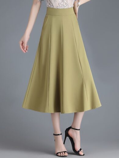 Mid-length Spring And Summer Thin Ice Silk Draping A- Line Small Umbrella Skirt For Women - Image 5