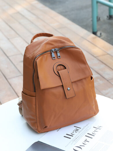 Women's Genuine Leather  Fashion Large Capacity Shoulder Backpack - Image 10