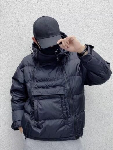 Winter Couple Diagonal Zipper Bread Dress Men's Hooded Cotton-padded Jacket - Image 5