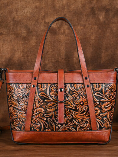First Layer Cowhide Skeleton-skin Hand Carved Bag