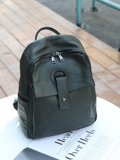 Women's Genuine Leather  Fashion Large Capacity Shoulder Backpack - Image 7